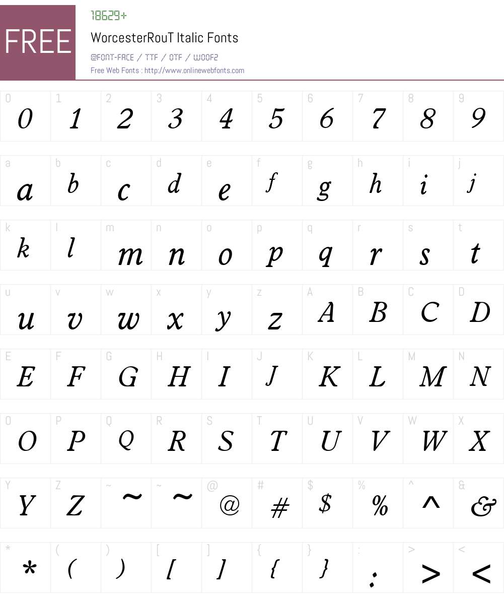 WorcesterRouT Font Screenshots