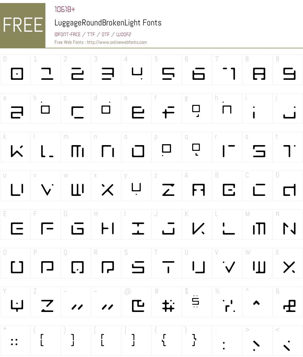LuggageRoundBroken Font Screenshots