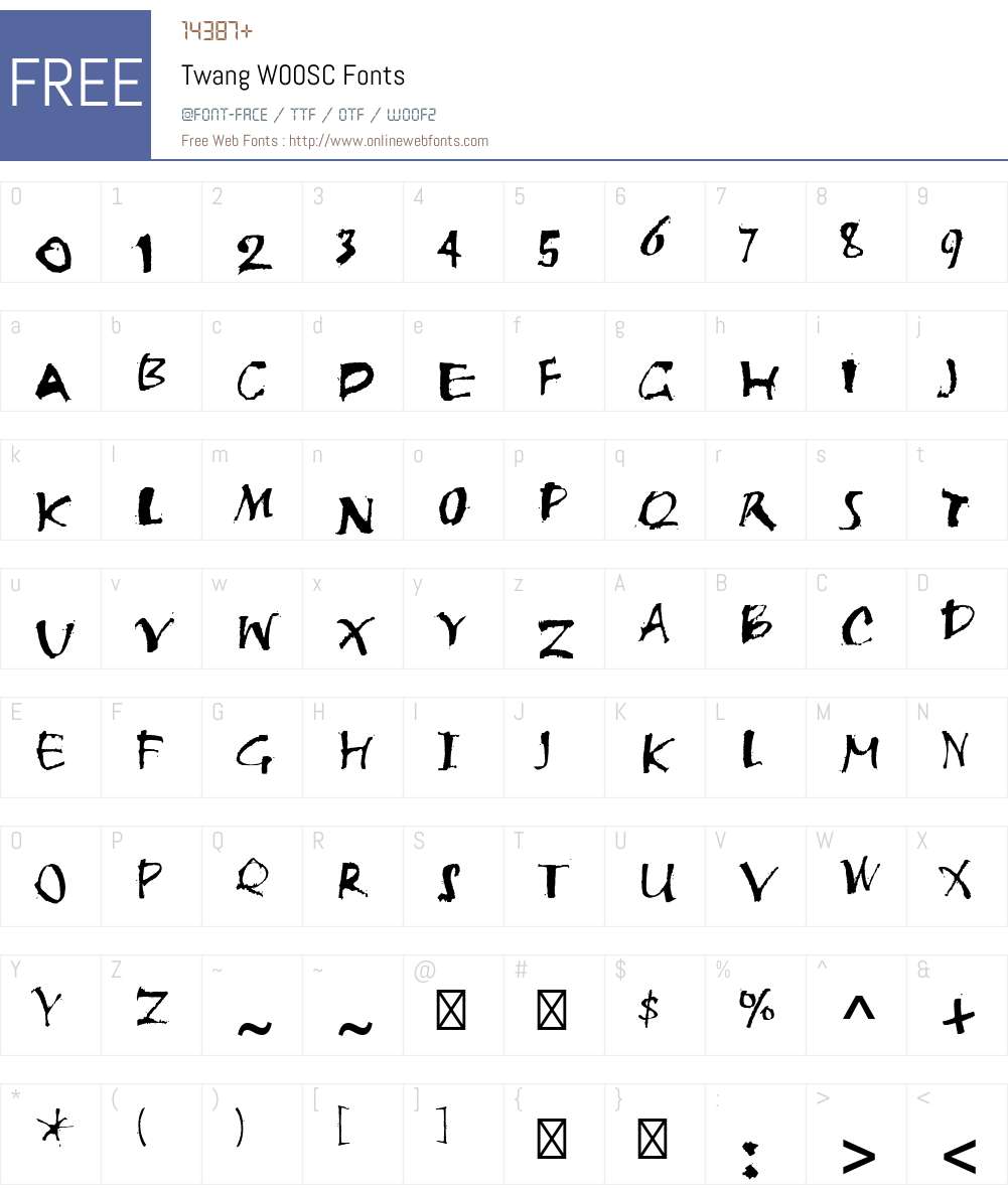 TwangW00SC Font Screenshots