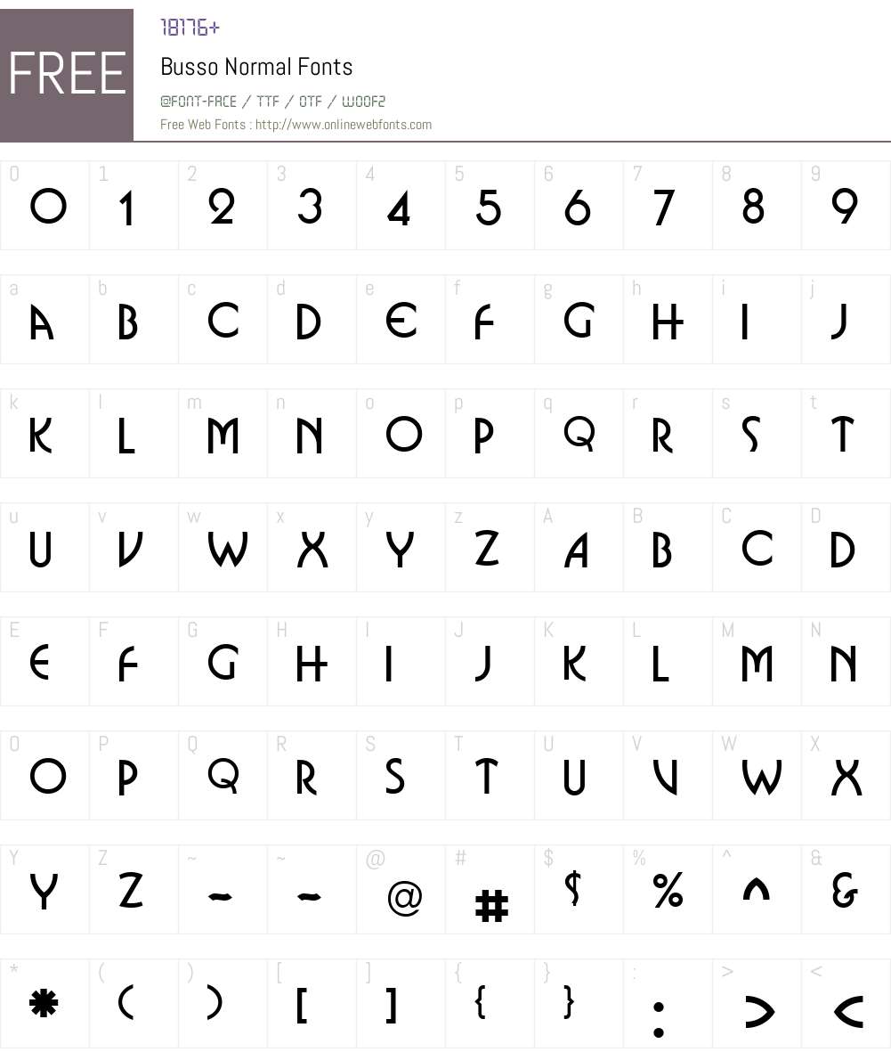 Busso Font Screenshots