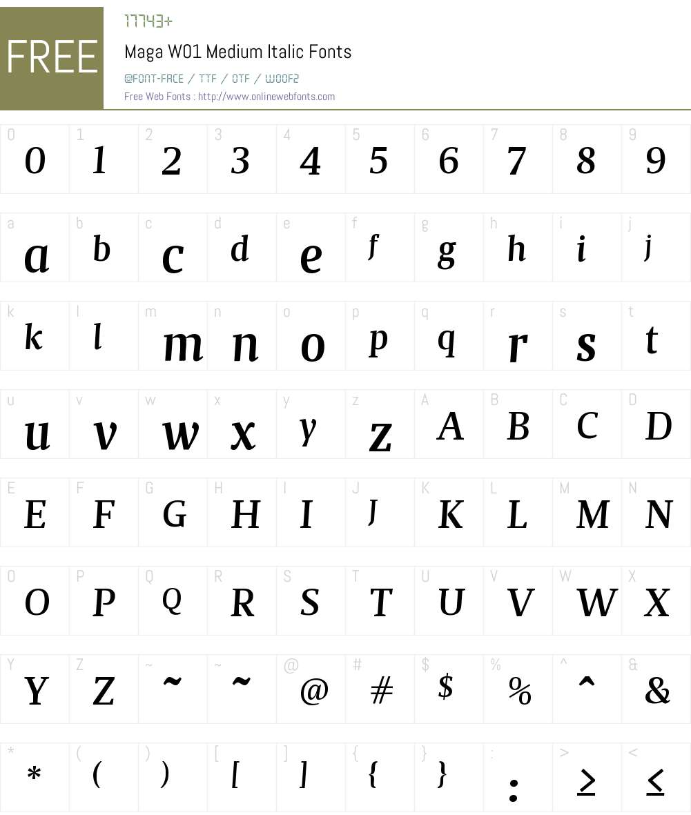 MagaW01-MediumItalic Font Screenshots