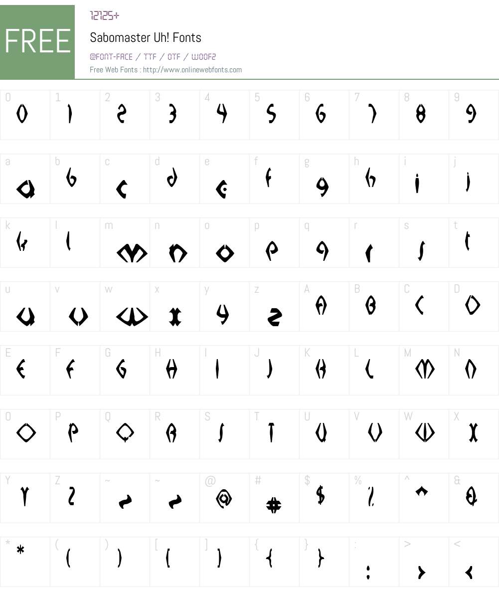 Sabomaster-Uh! Font Screenshots