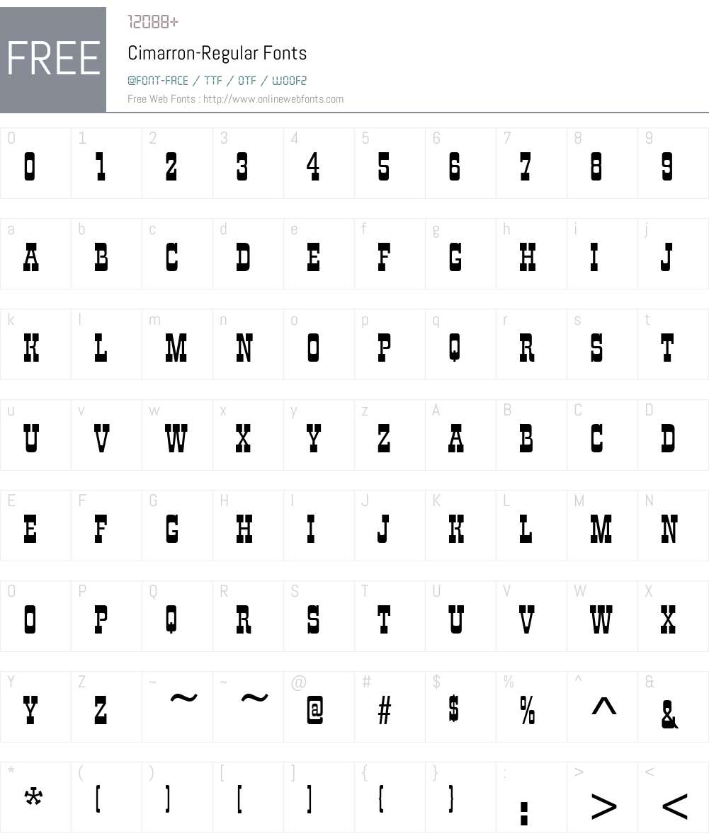 Cimarron Font Screenshots