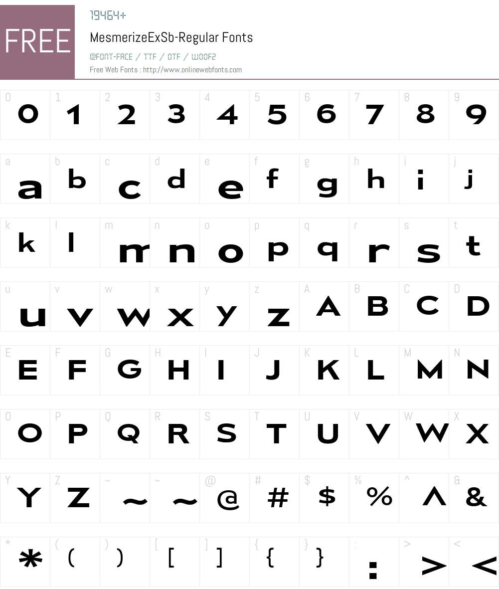 Mesmerize Font Screenshots