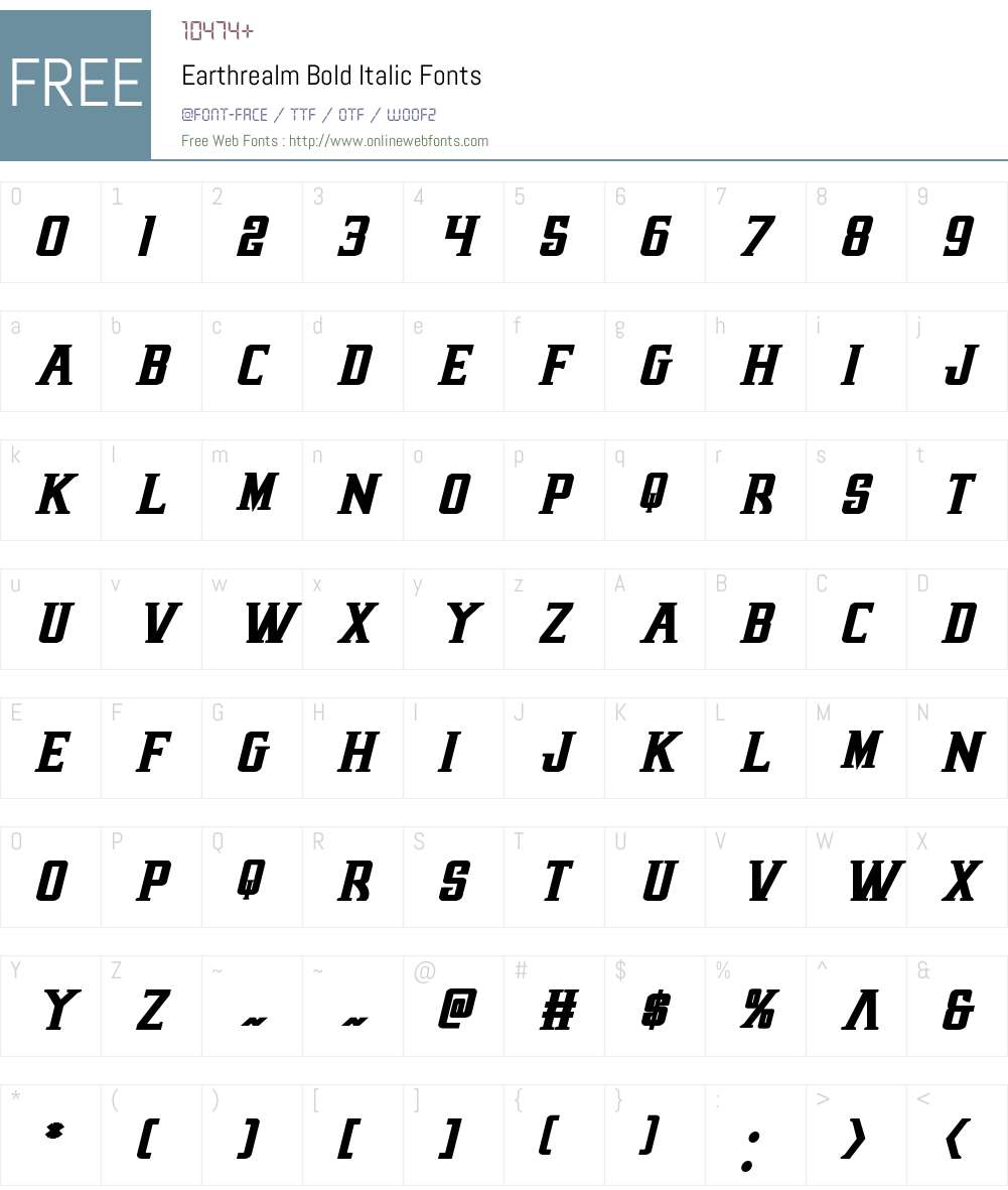 Earthrealm Bold Italic Font Screenshots