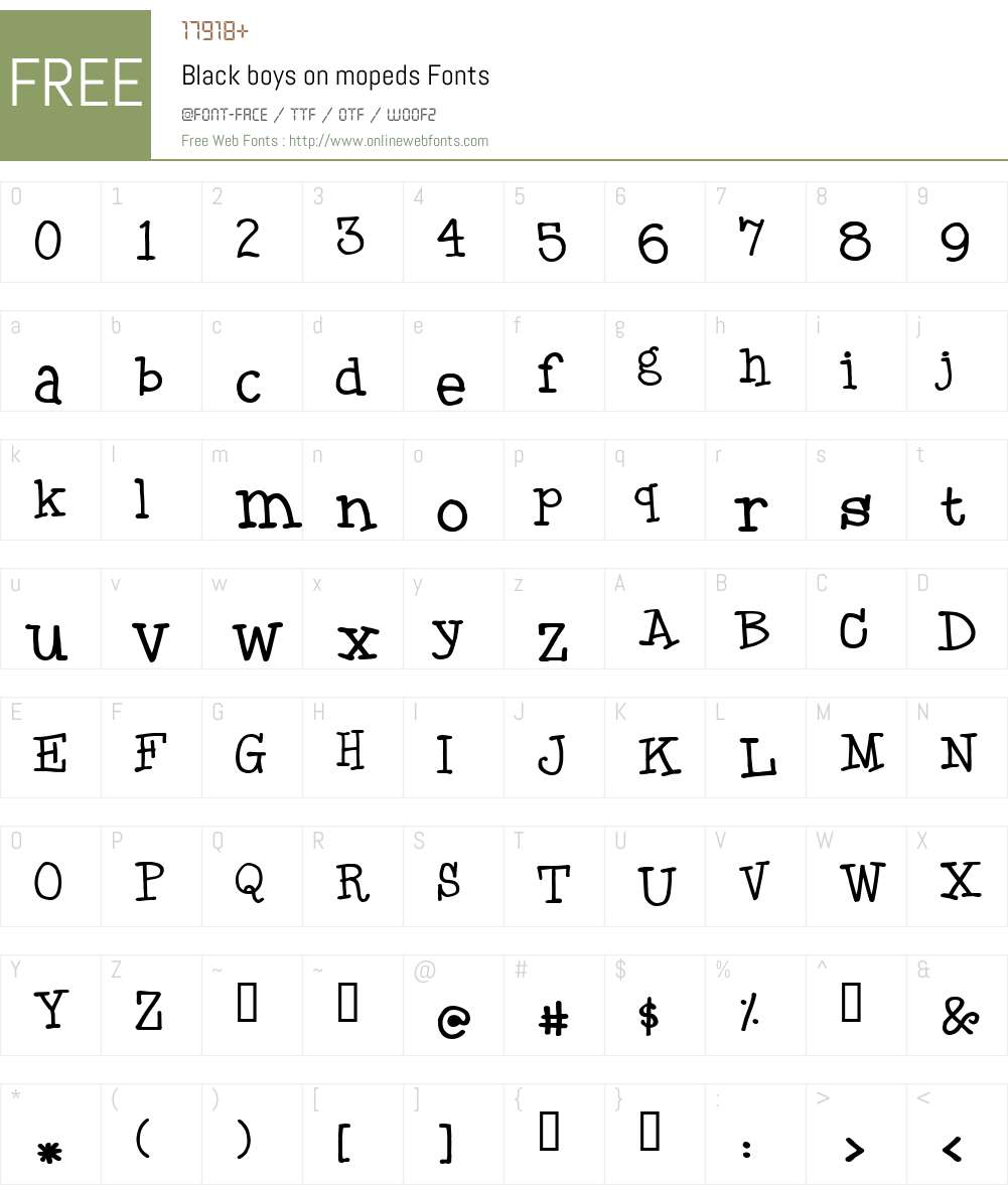 Black boys on mopeds Font Screenshots