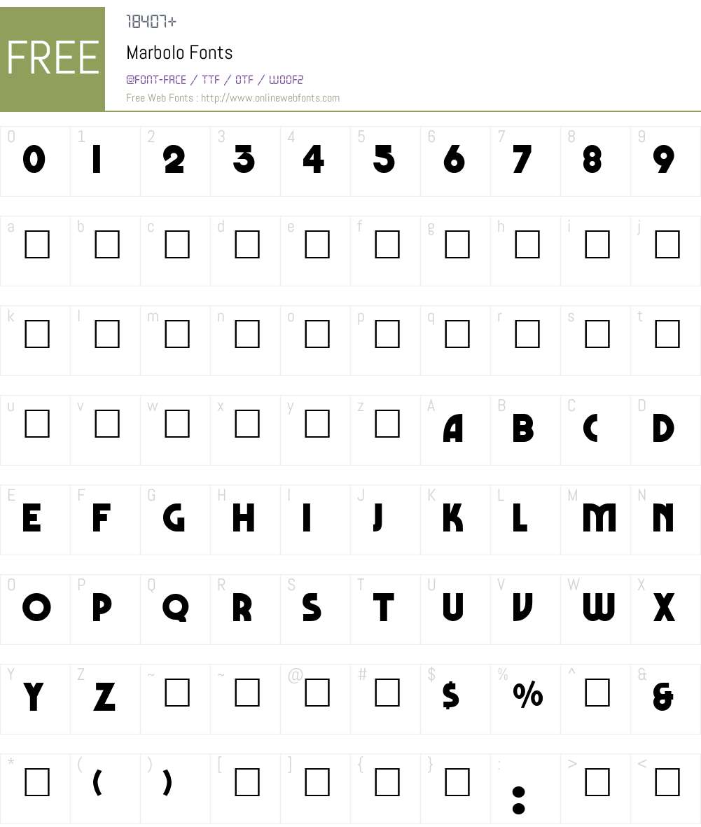 Marbolo Font Screenshots