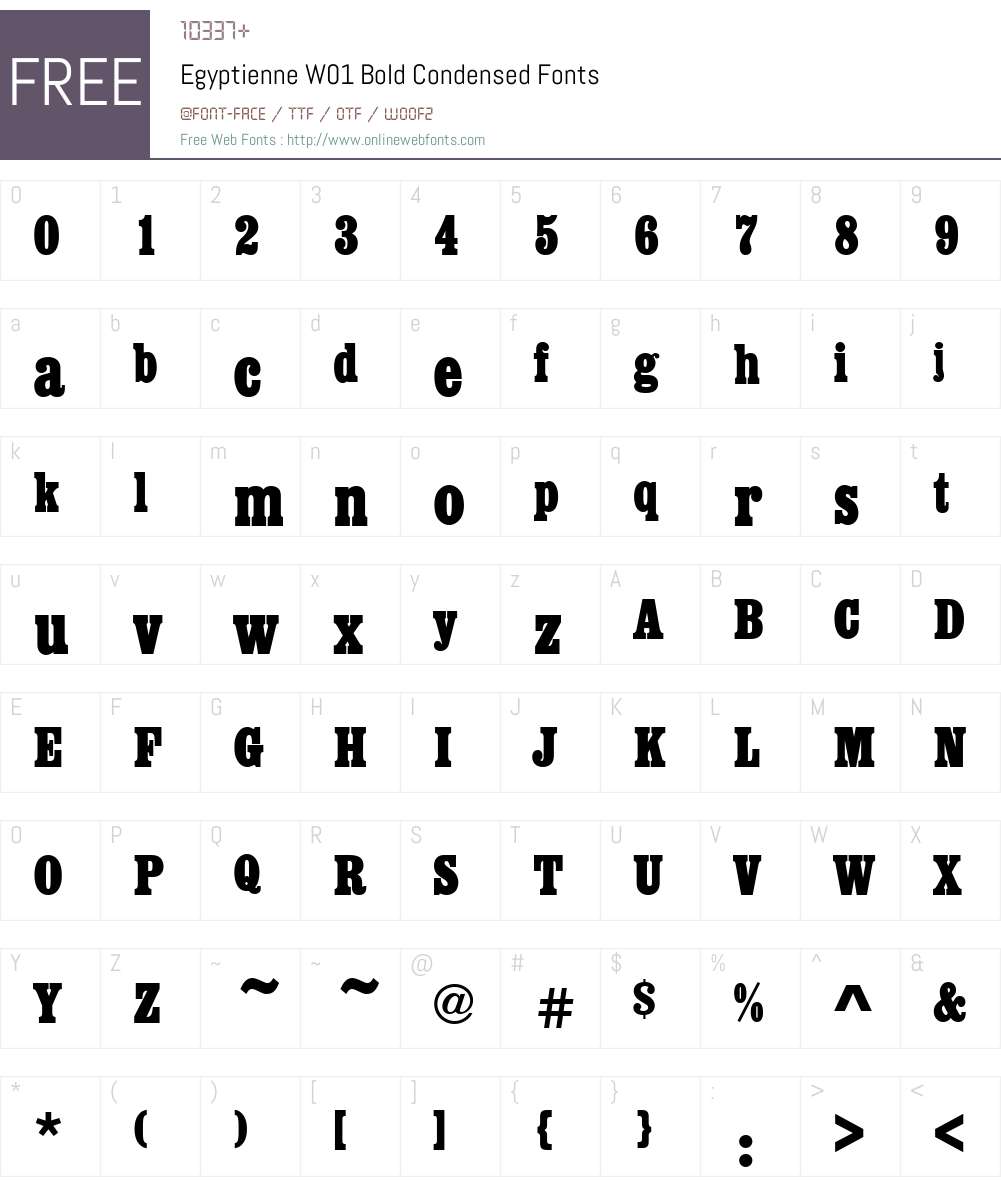 EgyptienneW01-BoldCondensed Font Screenshots