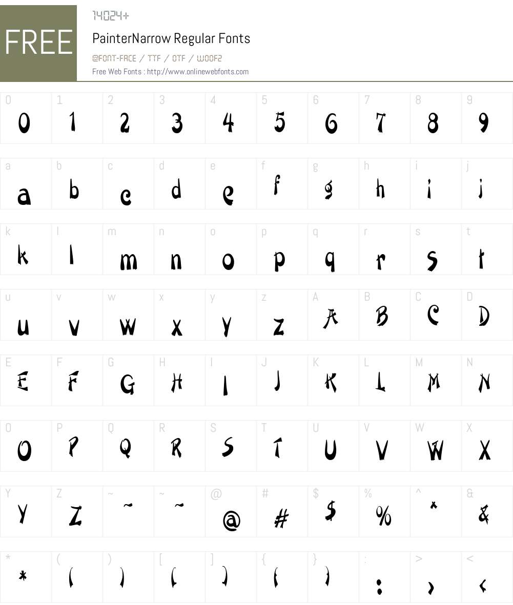 PainterNarrow Font Screenshots