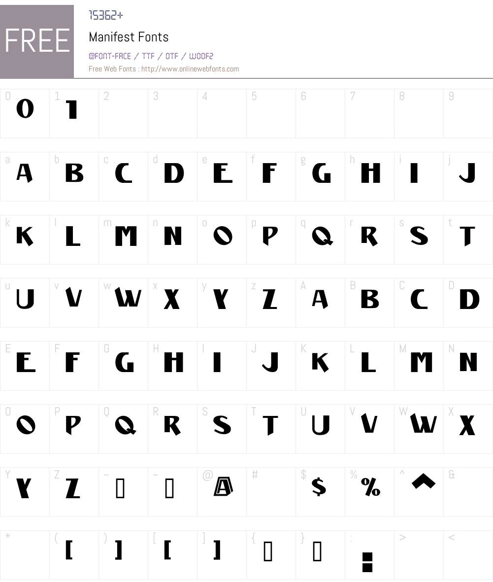 Manifest Font Screenshots