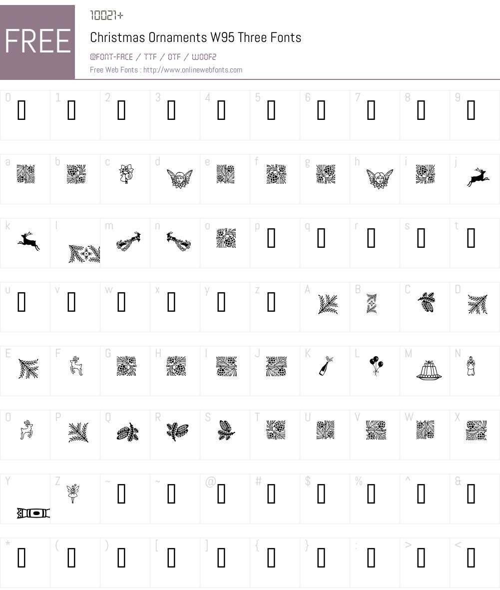 ChristmasOrnamentsW95-Three Font Screenshots