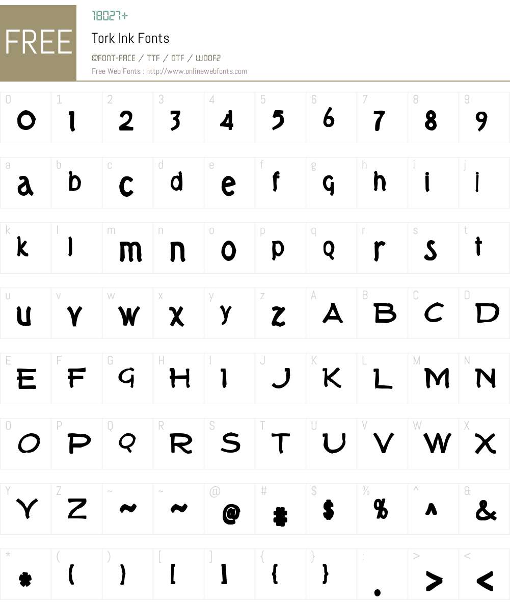 Tork Ink Font Screenshots