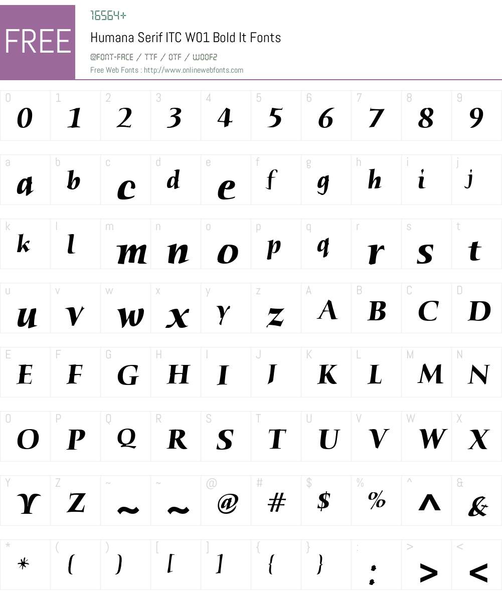 HumanaSerifITCW01-BoldIt Font Screenshots