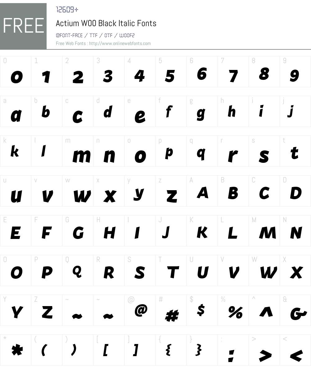 ActiumW00-BlackItalic Font Screenshots