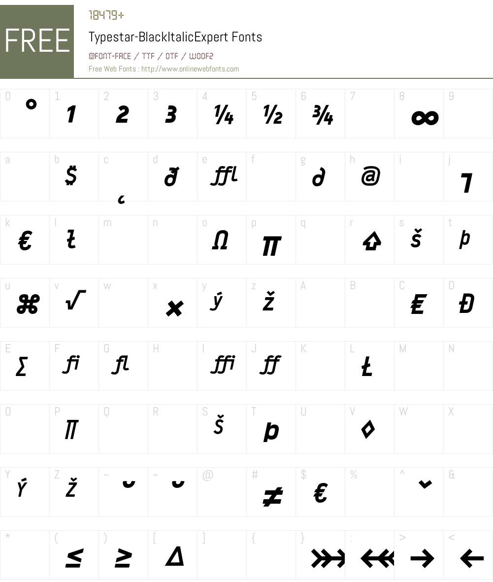 Typestar Font Screenshots