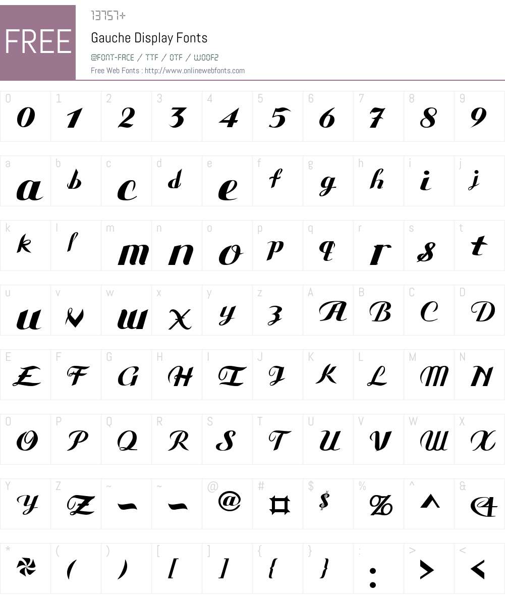 Gauche Display Font Screenshots