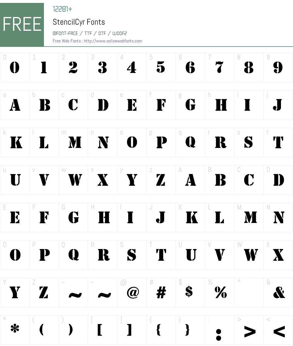 StencilCyr Font Screenshots