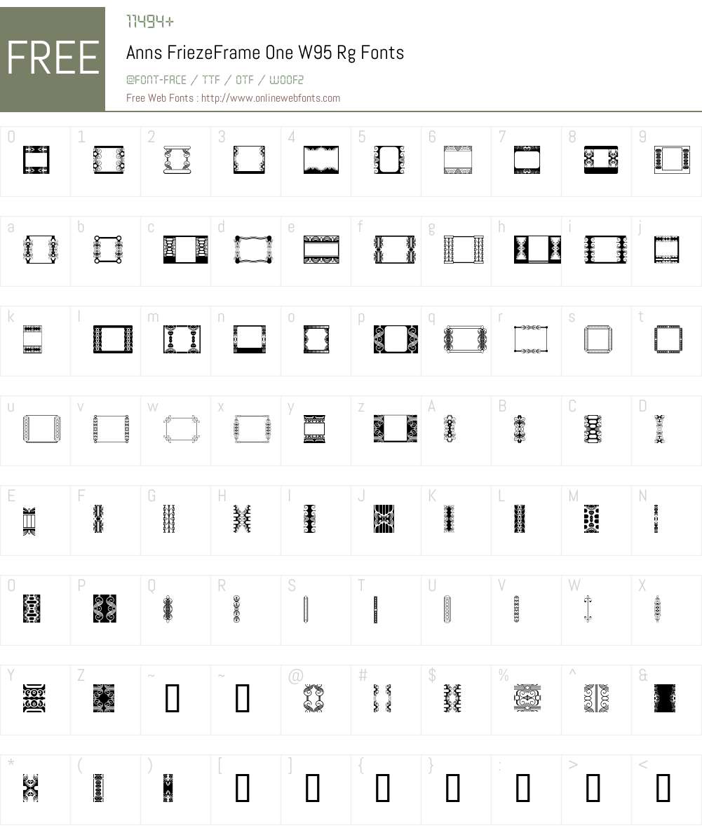 Ann's FriezeFrame One Font Screenshots