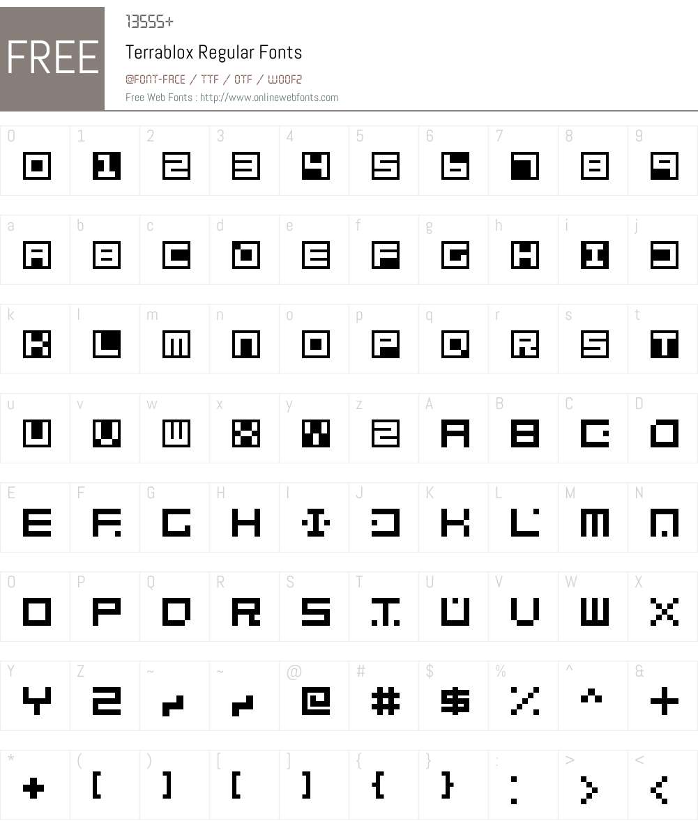 Terrablox Font Screenshots