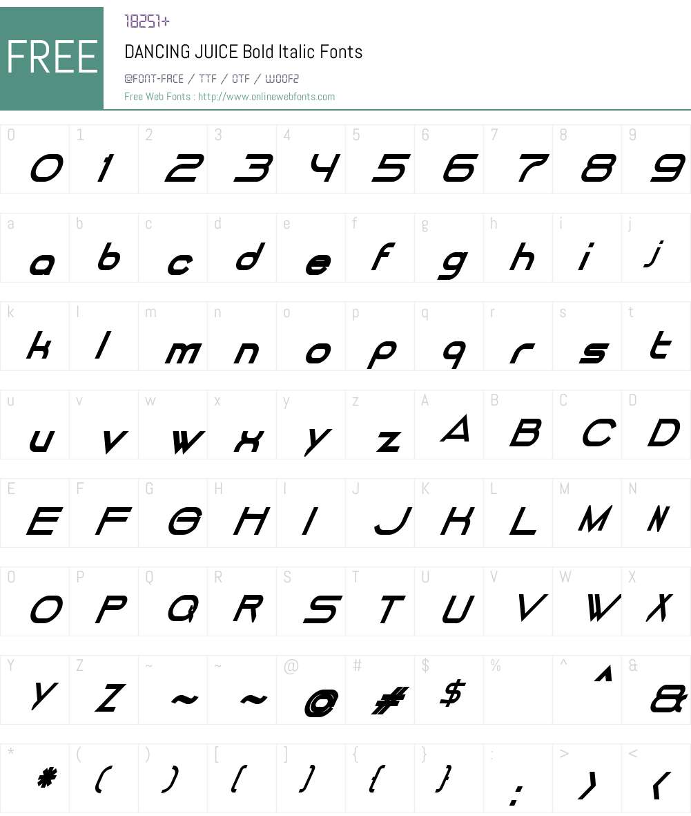 DANCING JUICE Font Screenshots