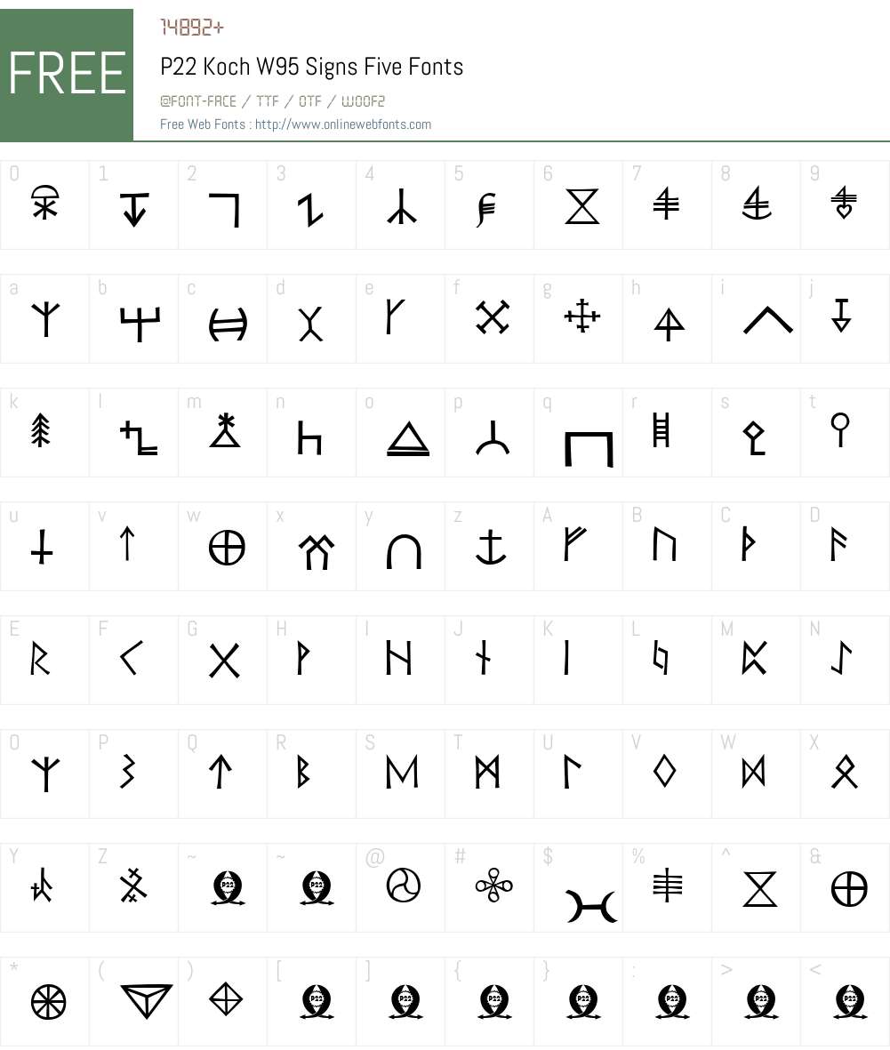 P22KochW95-SignsFive Font Screenshots