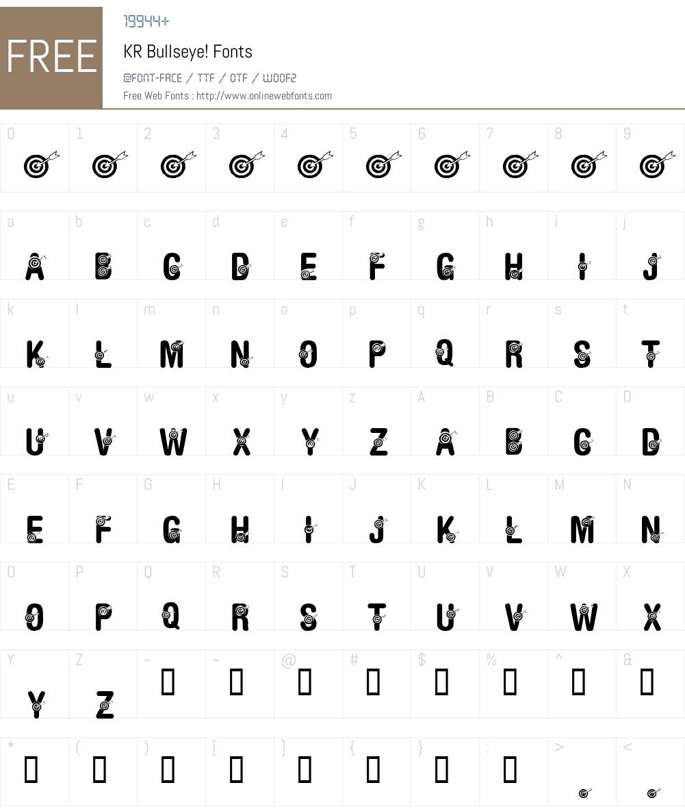 KR Bullseye! Font Screenshots