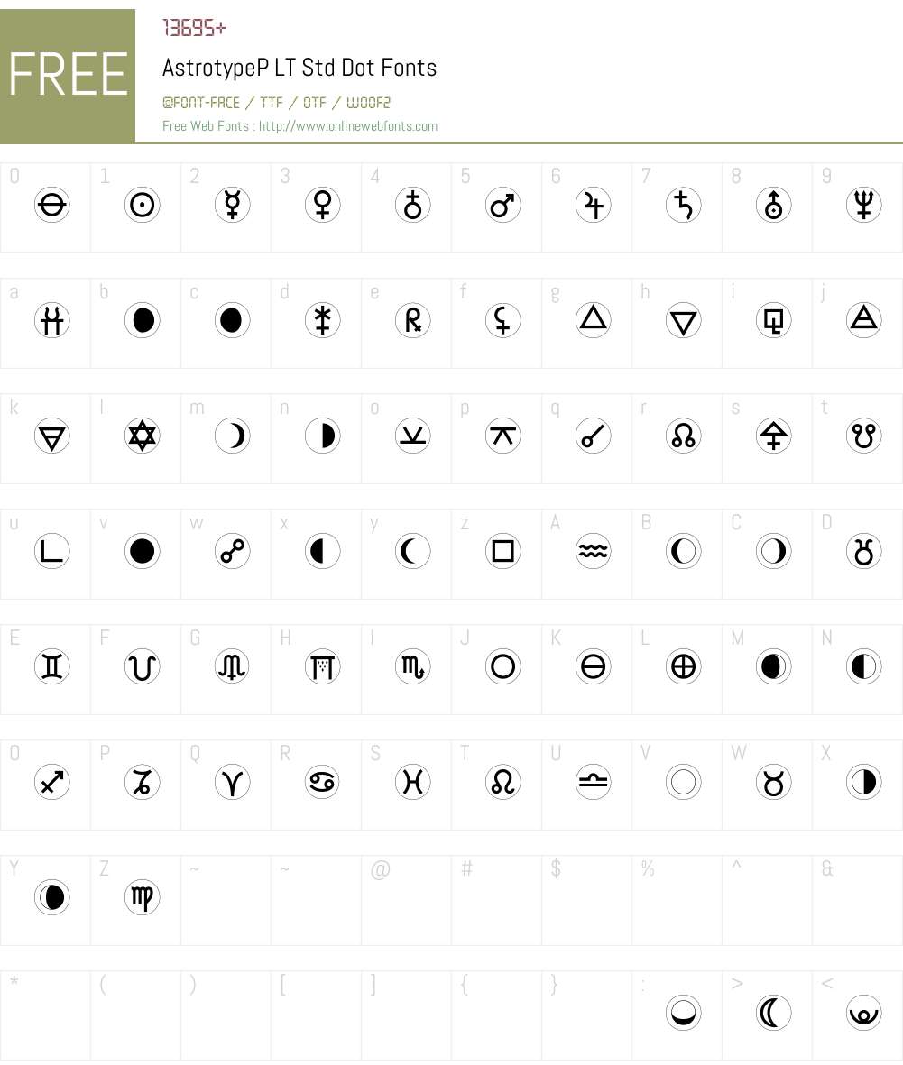 AstrotypeP LT Std Dot Font Screenshots