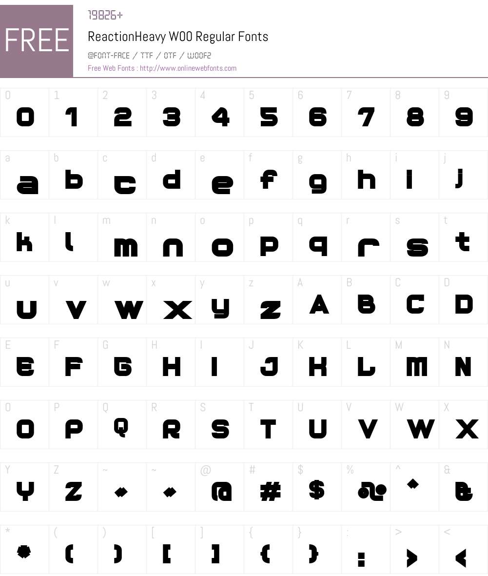 ReactionHeavy Font Screenshots