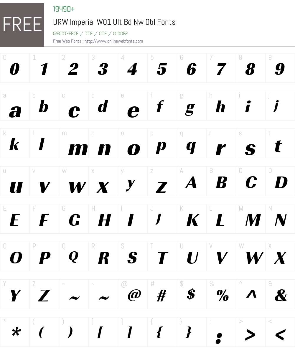 URWImperialW01-UltBdNwObl Font Screenshots