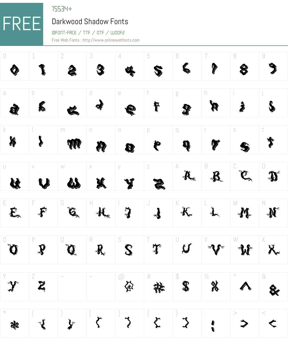 Darkwood Shadow Font Screenshots