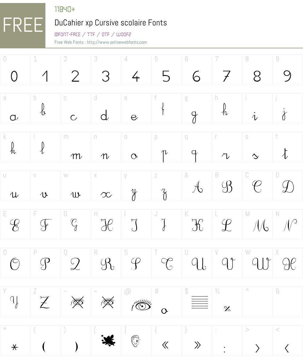 DuCahier xp Font Screenshots