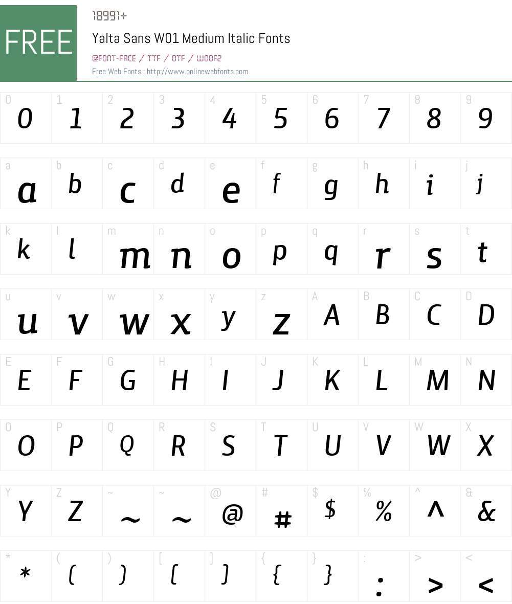 YaltaSansW01-MediumItalic Font Screenshots