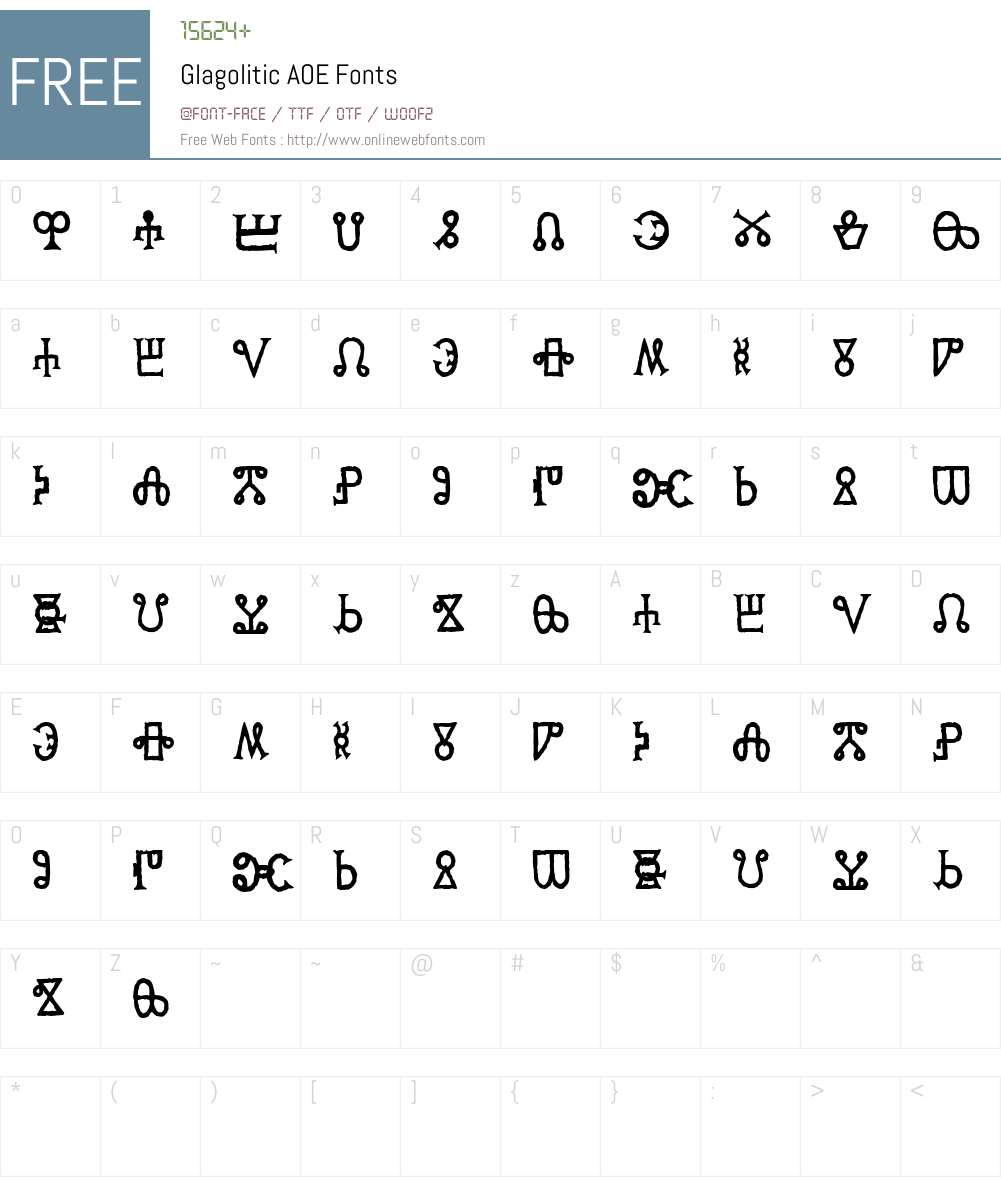 Glagolitic AOE Font Screenshots