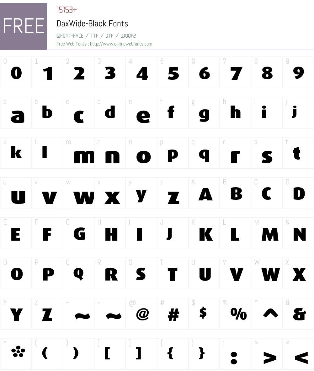 DaxWide Font Screenshots