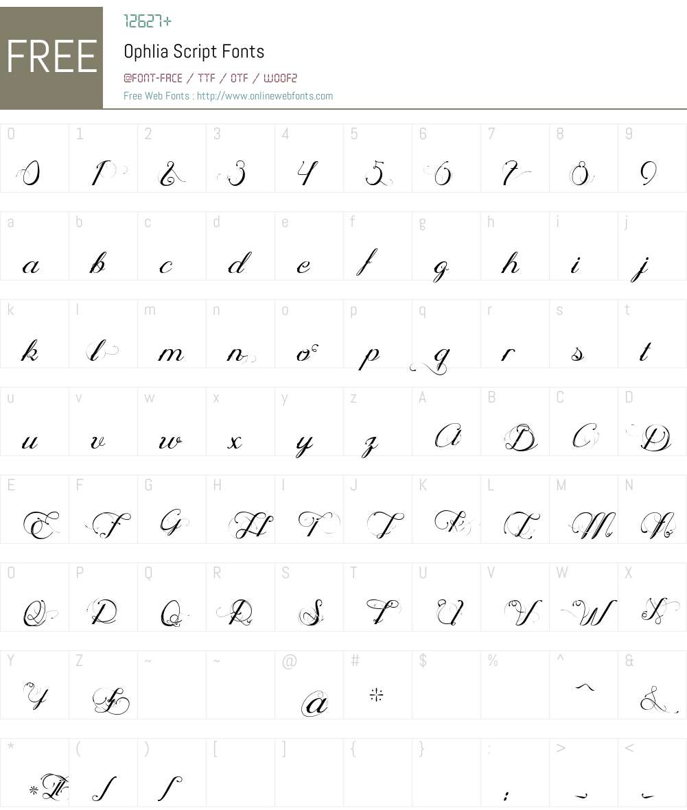 Ophlia Script Font Screenshots