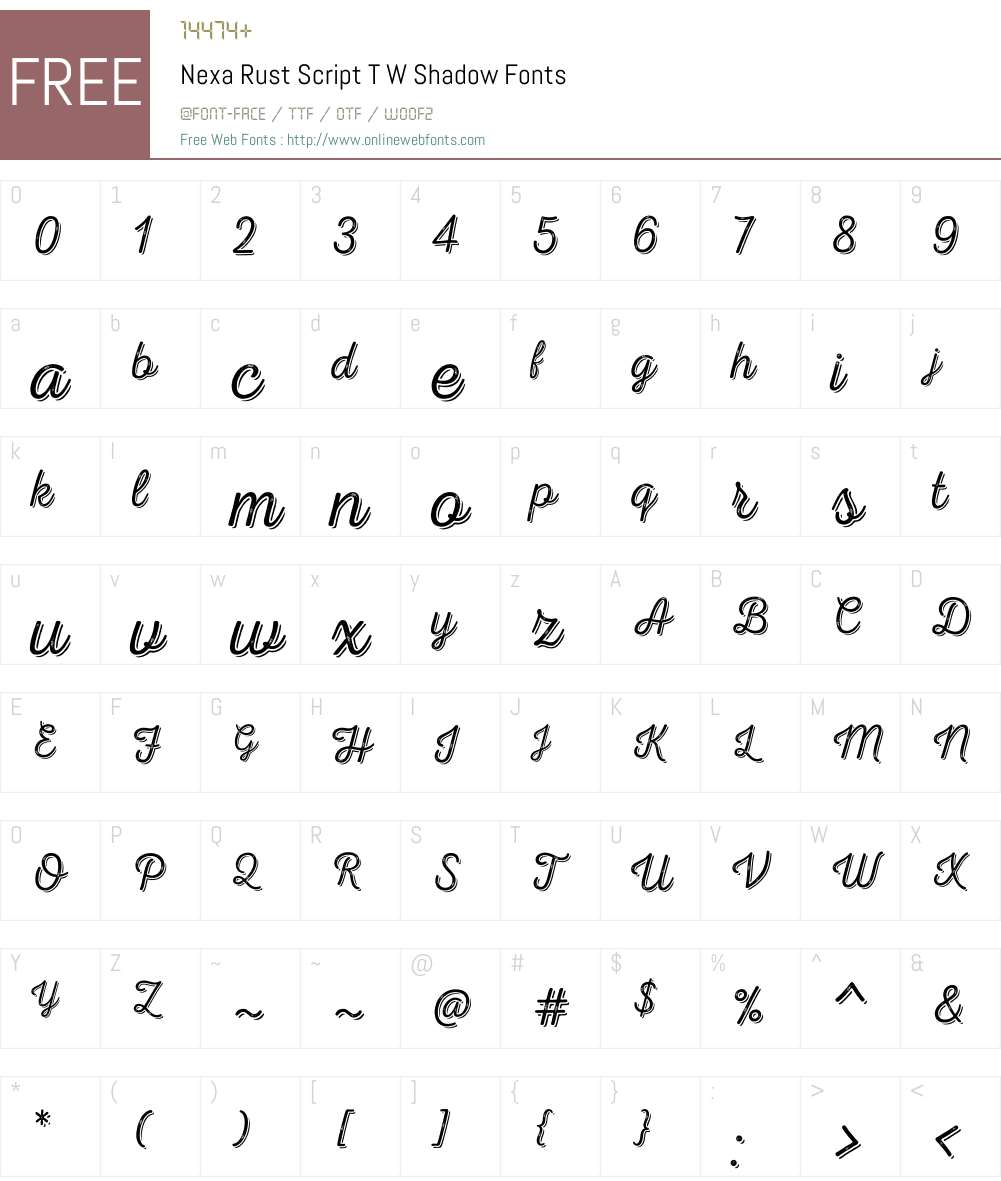 NexaRustScriptTW-Shadow Font Screenshots