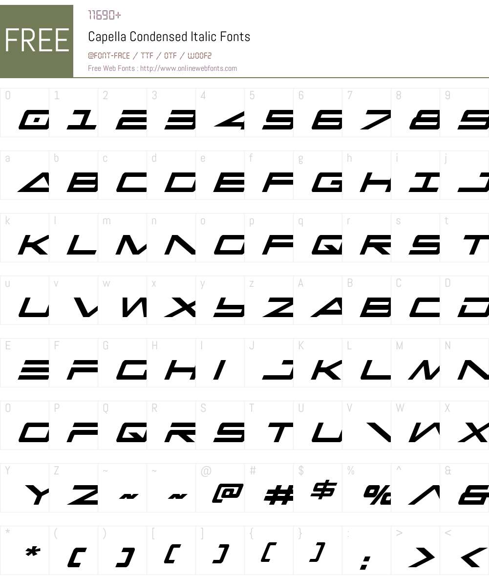 Capella Condensed Italic Font Screenshots