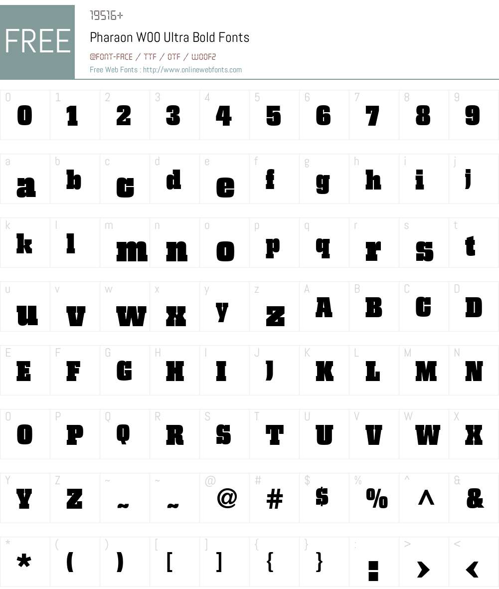 PharaonW00-UltraBold Font Screenshots