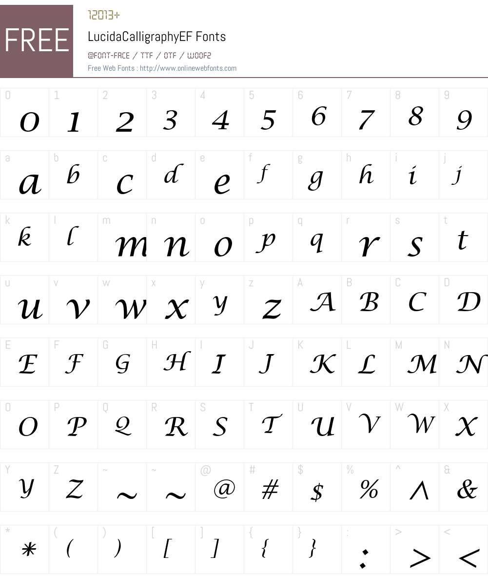 LucidaCalligraphyEF Font Screenshots