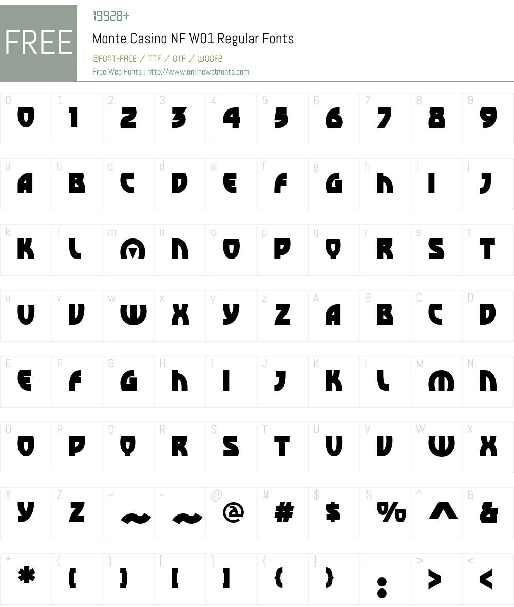 MonteCasinoNFW01-Regular Font Screenshots