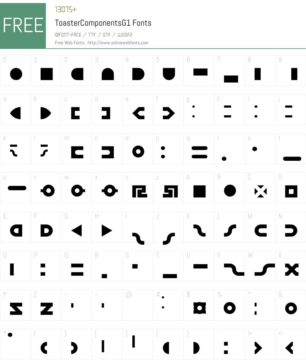 ToasterW95-ComponentsG1 Font Screenshots