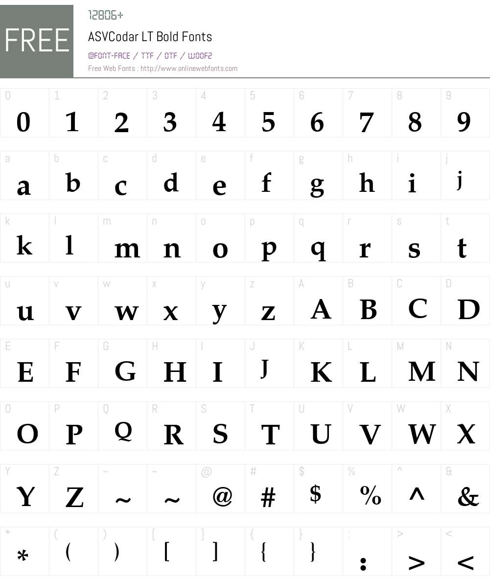 ASVCodar LT Font Screenshots
