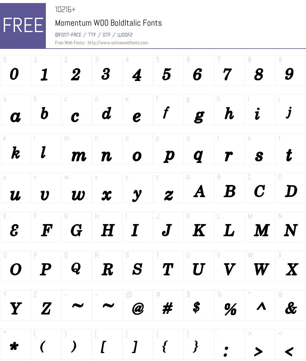 Momentum Font Screenshots