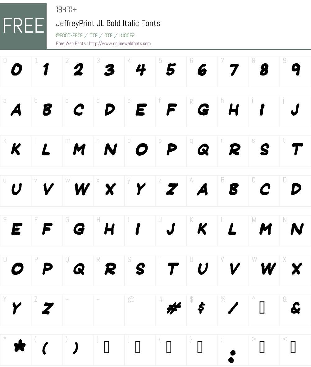 JeffreyPrint JL Font Screenshots