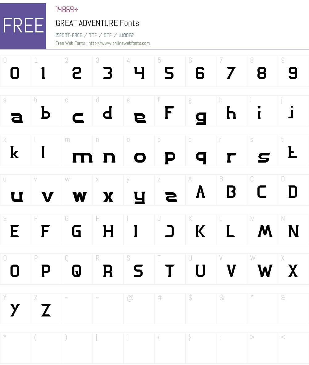 GREAT ADVENTURE Font Screenshots