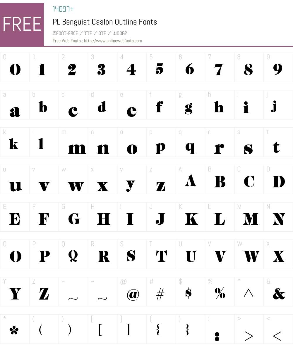 PL Benguiat Caslon Outline Font Screenshots