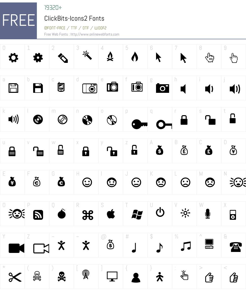 ClickBits-Icons2 Font Screenshots