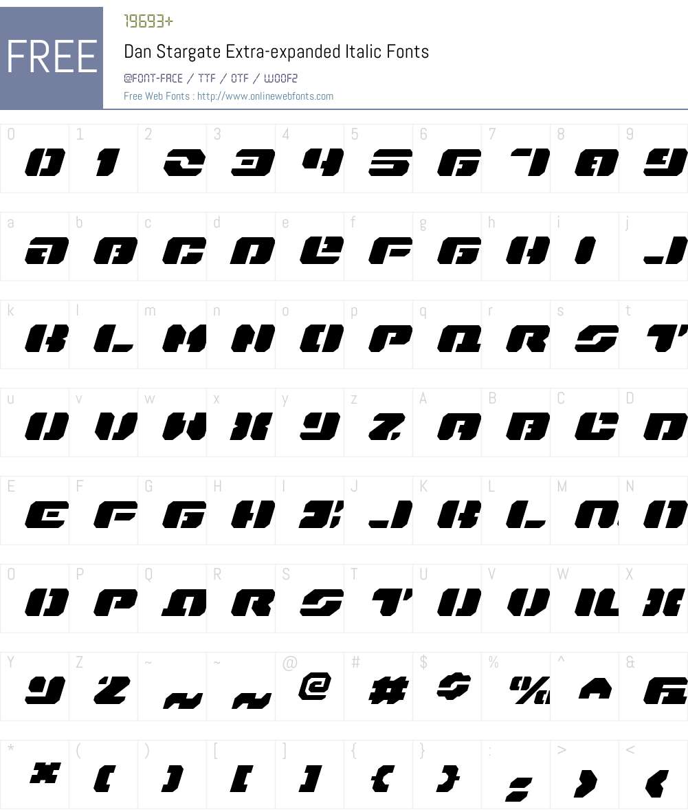 Dan Stargate Extra-expanded Italic Font Screenshots