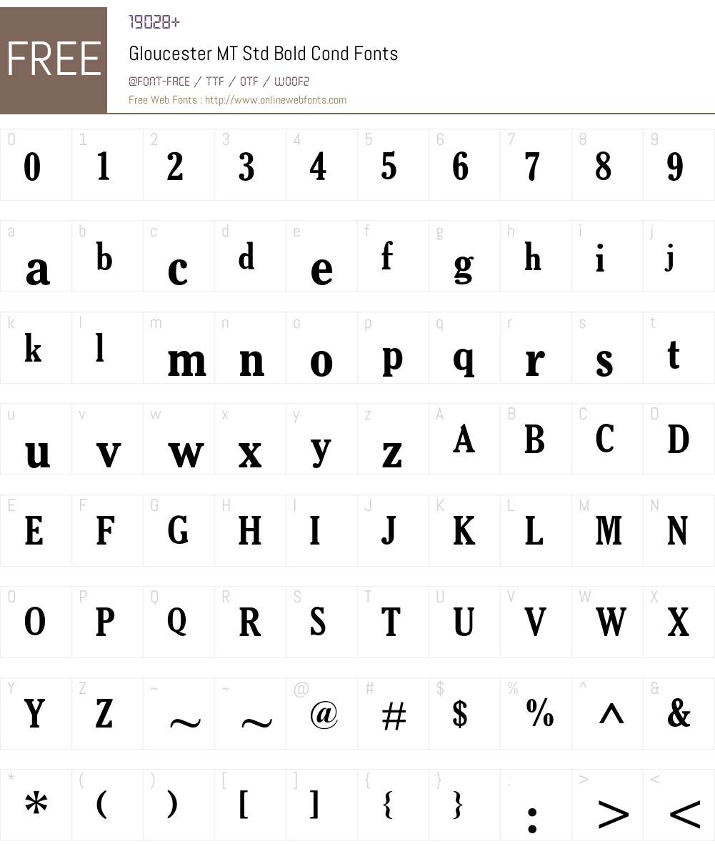 Gloucester MT Std Font Screenshots