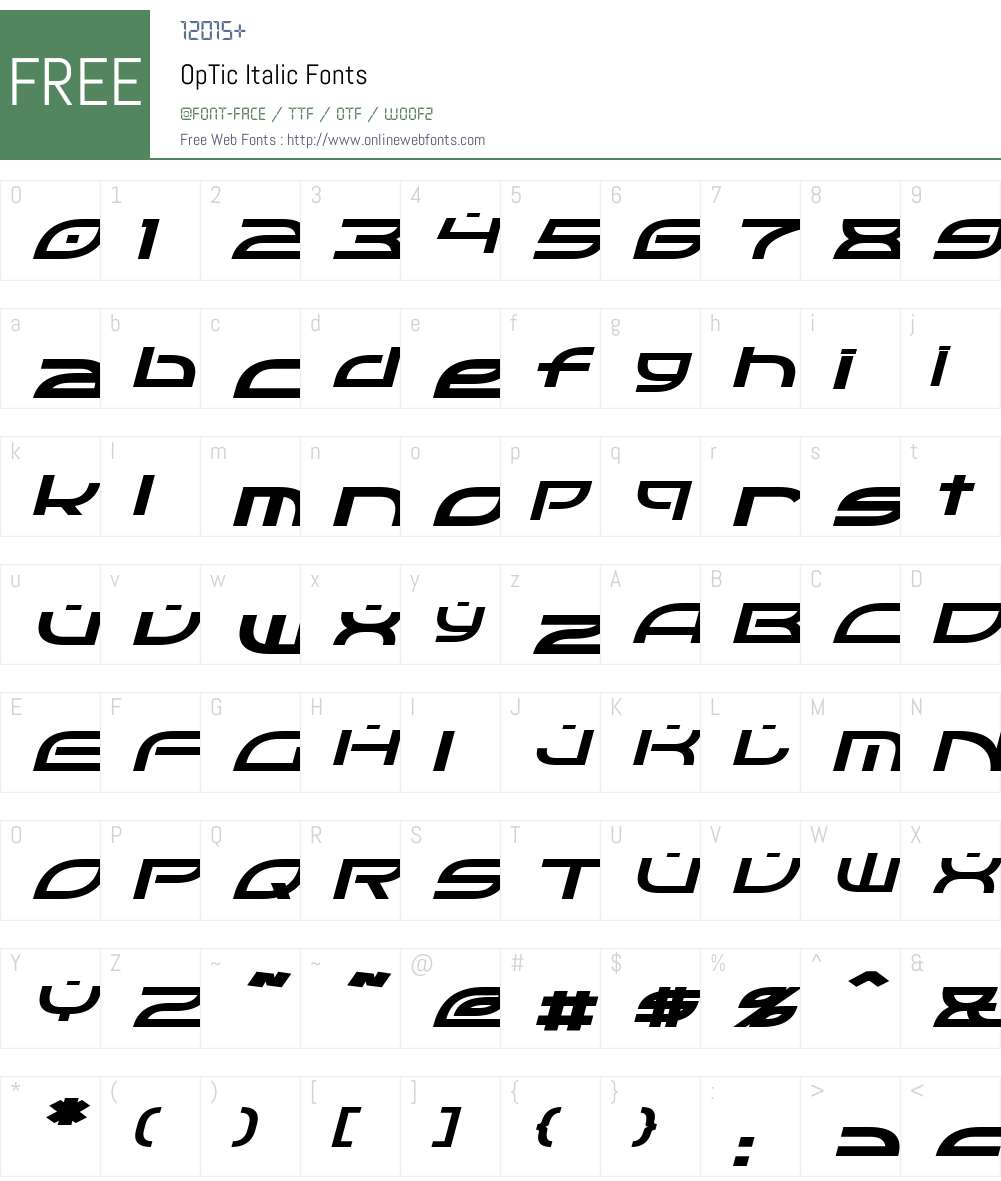 OpTic Font Screenshots